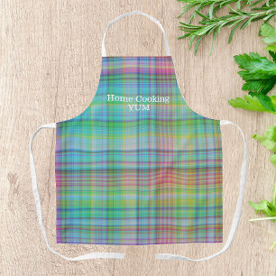 Home Cooking Pink Green Plaid Custom Apron