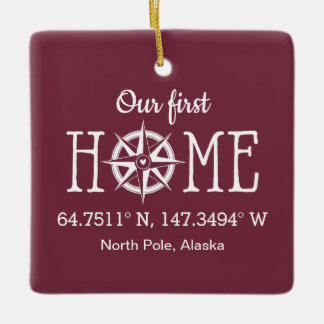 Home Coordinates - Choose Background Colour Ceramic Ornament