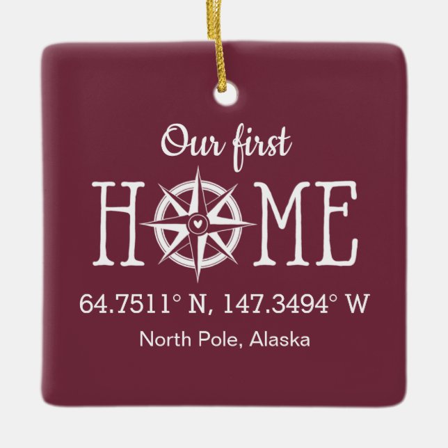 Home Coordinates - Choose Background Colour Ceramic Ornament (Front)