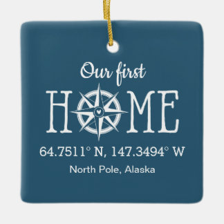 Home Coordinates - Choose Background Colour Ceramic Ornament