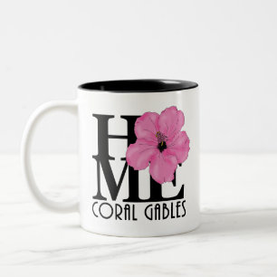 HOME Coral Gables Pink Hibiscus 11oz Two-Tone Coffee Mug
