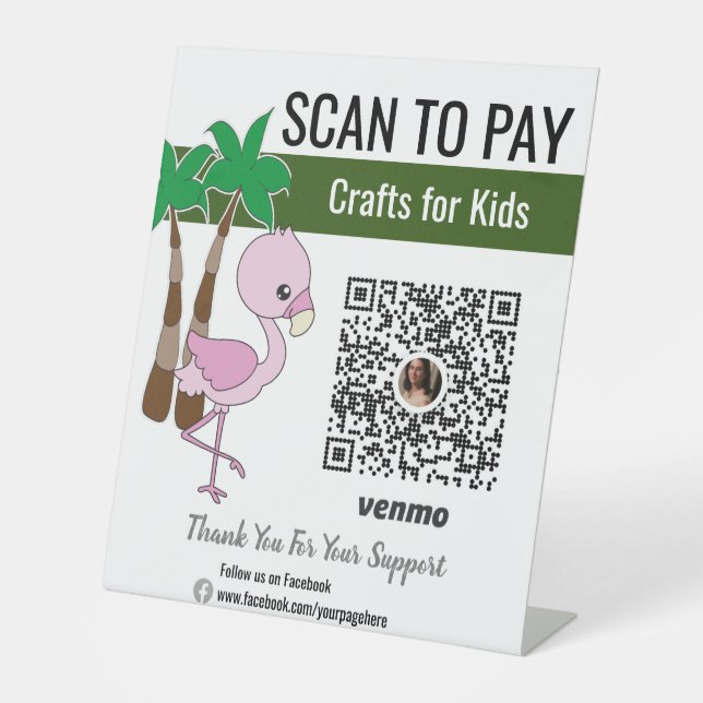 Home Craft Business Ideas | Scan to Pay Venmo Pedestal Sign (Front)