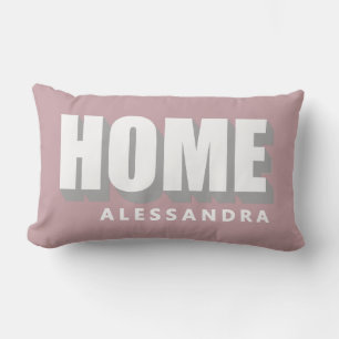 Home Custom Name Dusty Rose Modern Minimalist Chic Lumbar Pillow