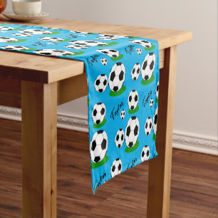 Home Decor for Soccer fans, ball, custom name Short Table Runner