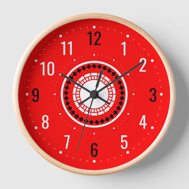 Home decor, Living room, Kitchen, Bedroom - Red  Clock (Front)