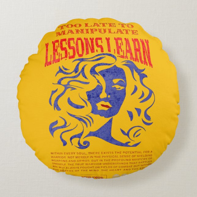 HOME DECOR MANIPULATE LESSONS LEARN ROUND PILLOW  (Front)