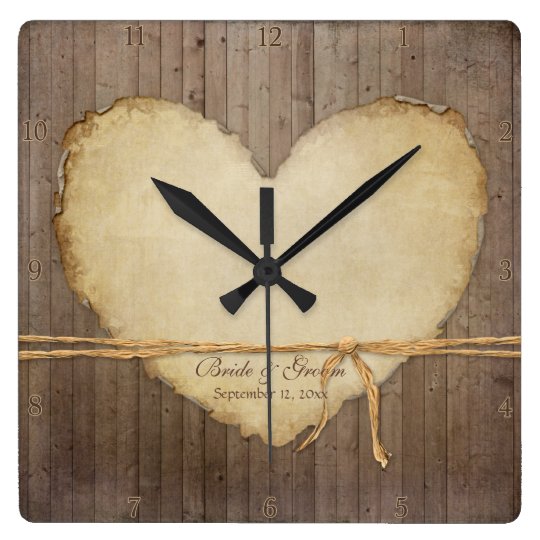 Home Decor Rustic Wood Fence Boards Heart Bridal Wallclock