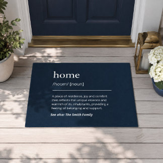 Home Definition Navy Dark Blue Family Name Welcome Doormat