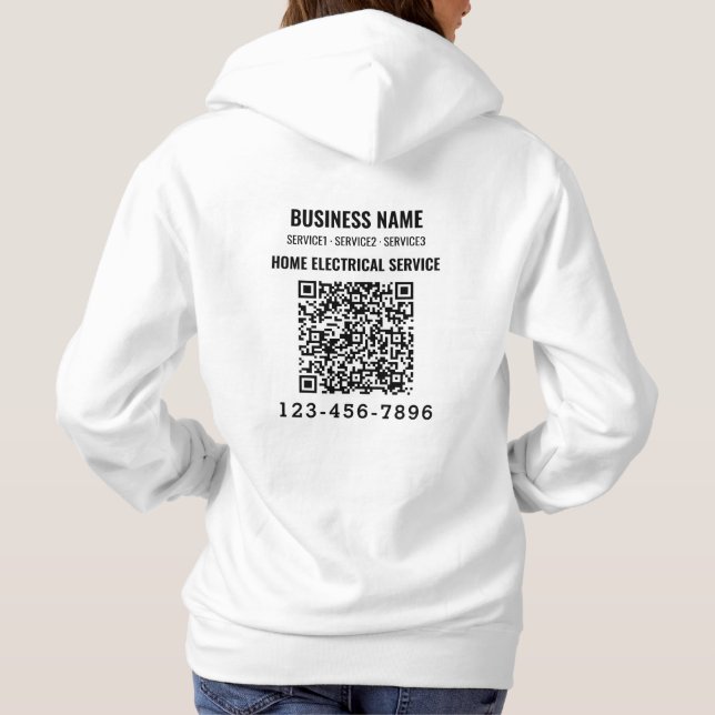Home electric service QR code Logo custom work Hoodie (Back)