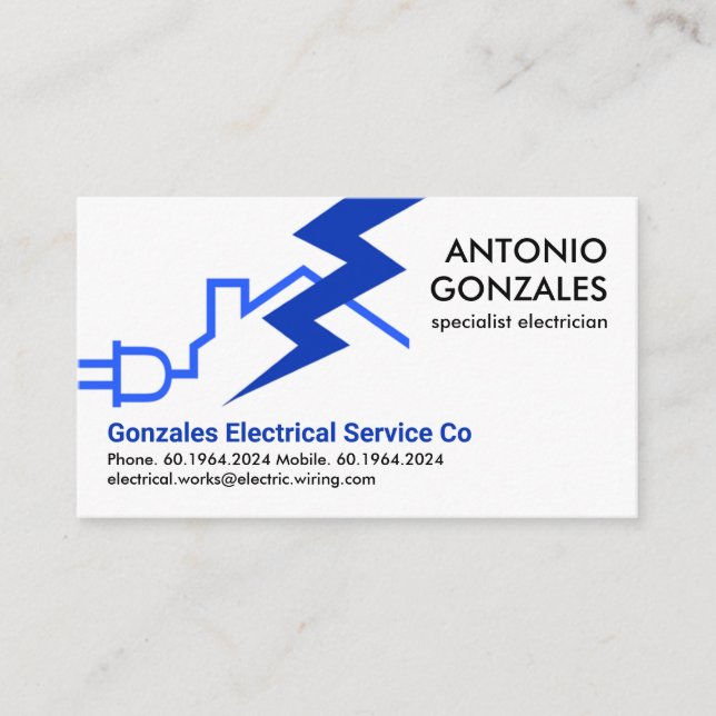 home electrical circuit lightning business card (Front)