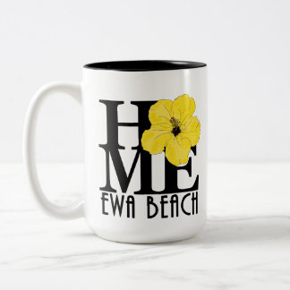 HOME Ewa Beach Yellow Hibiscus 15oz Two-Tone Coffee Mug