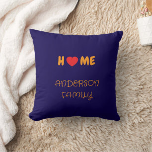 home family name cute unique throw pillow