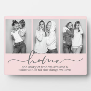 Home Family Sayings Modern Typography Three Photo Plaque