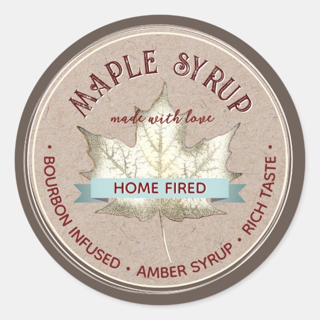 HOME FIÉE avec amour MAPLE SYRUP ÉTIQUETTE CADEAU (Devant)