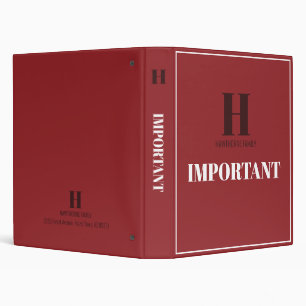 Home Filing System Household Organizer "Important" Binder