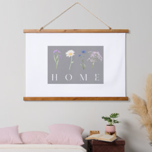 HOME Floral Wall Art – Botanical Typography Print