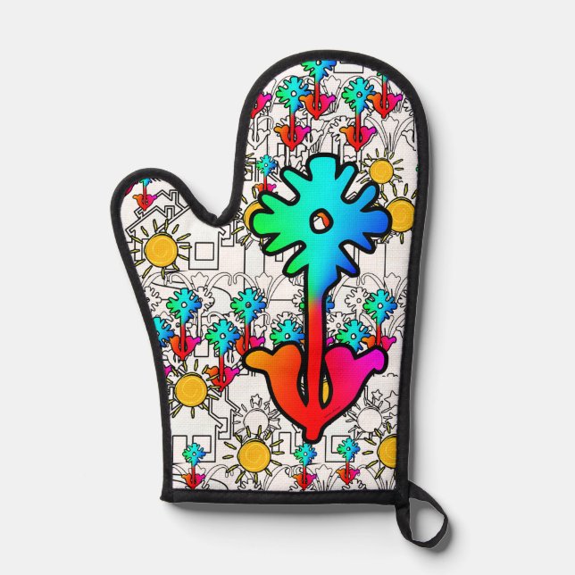 Home Flowers Sunshine  Oven Mitt (Front)