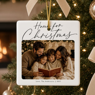 Home for Christmas Personalized Family Photo Ceramic Ornament