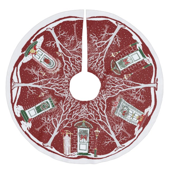 Home For Christmas | Red |Tree Skirt Brushed Polyester Tree Skirt (Front)