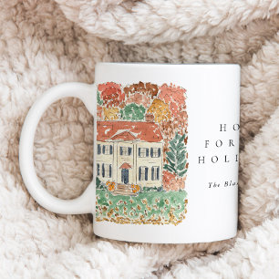 Home for Holidays Watercolor Autumn Georgian House Coffee Mug