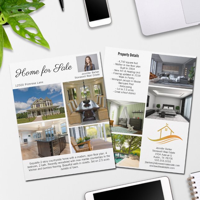 Home For Sale Real Estate Listing 2 Sided Photo Flyer (Creator Uploaded)