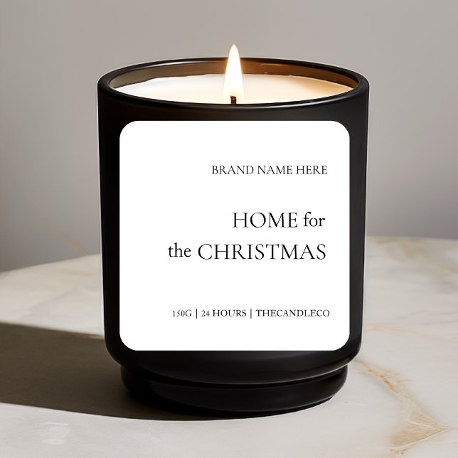 Home for the Christmas Minimalist Soy Candle Square Sticker (Creator Uploaded)