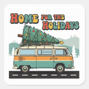 Home For The Holiday Square Sticker   Festive Chri