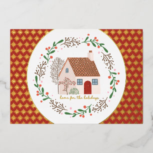 Home for the Holidays Christmas Gold Foil Holiday Card