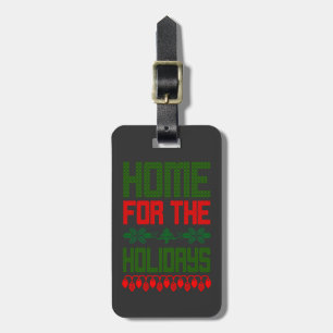 Home For The Holidays Christmas Red Luggage Tag