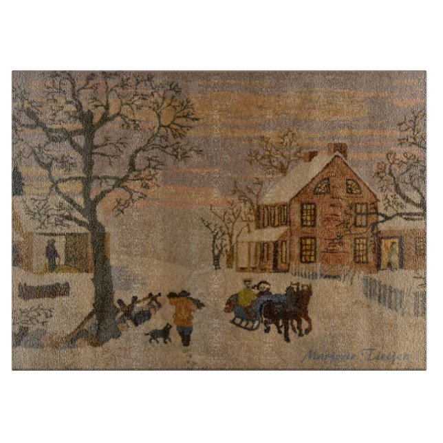 Home For The Holidays Glass Cutting Board (Front)