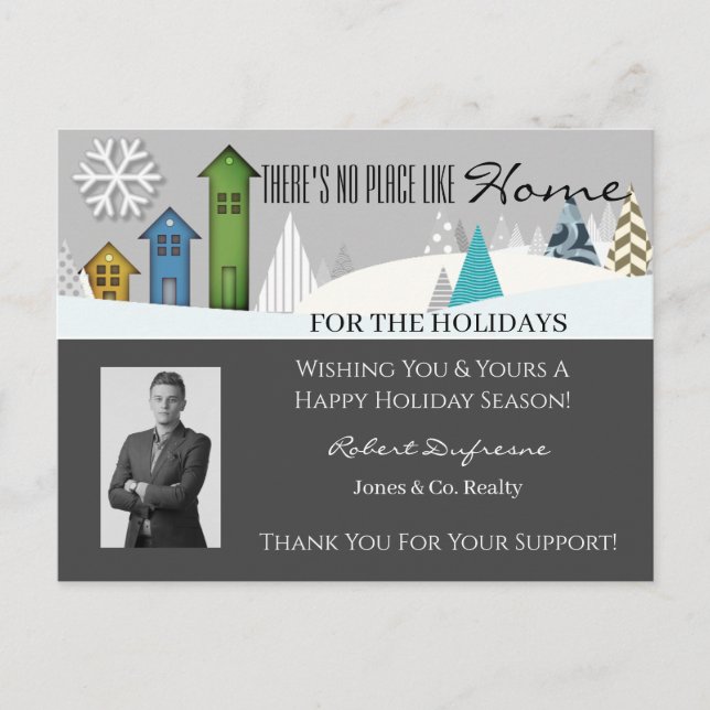 Home For The Holidays Grey Postcard (Front)