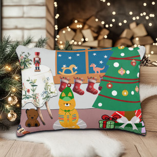 Home for the Holidays Illustration Accent Pillow