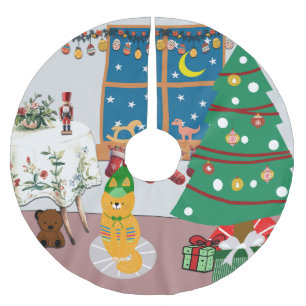 Home for the Holidays Illustration Brushed Polyester Tree Skirt