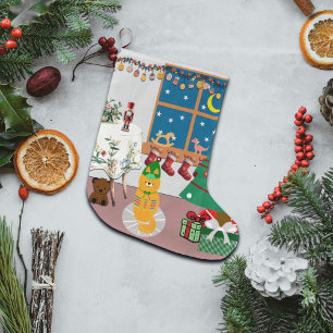 Home for the Holidays Illustration Large Christmas Stocking