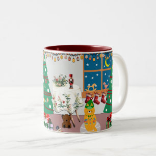 Home for the Holidays Illustration Two-Tone Coffee Mug