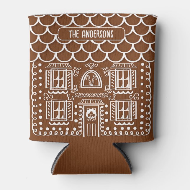 Home for the Holidays Personalized Gingerbread  Can Cooler (Front)