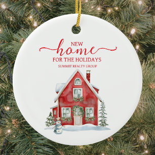 Home For The Holidays Real Estate Client Christmas Ceramic Ornament