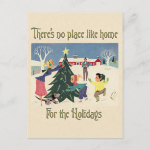 Home for the Holidays Vintage Scene Holiday Postcard
