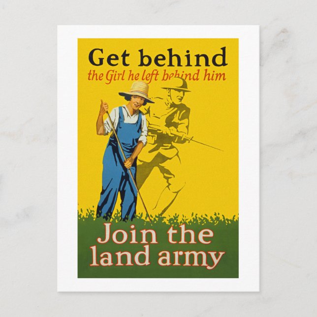 Home Front Join the Land Army WWI Propaganda Postcard (Front)