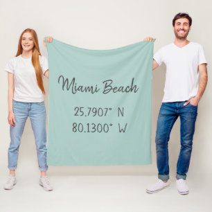Home GPS Coordinates Longitude Latitude Miami Fleece Blanket
