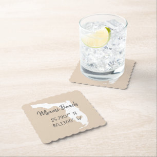 Home GPS Coordinates Longitude Latitude Miami Paper Coaster