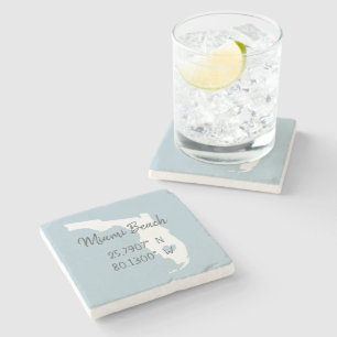 Home GPS Coordinates Longitude Latitude Miami Stone Coaster