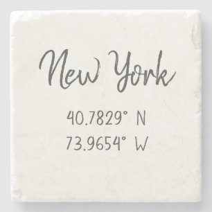 Home GPS Coordinates Longitude Latitude New York Stone Coaster