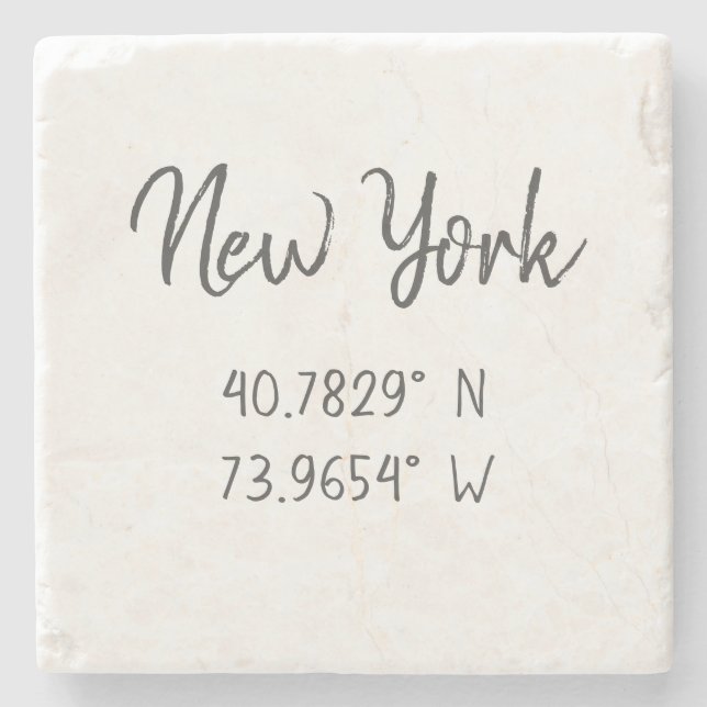 Home GPS Coordinates Longitude Latitude New York Stone Coaster (Front)