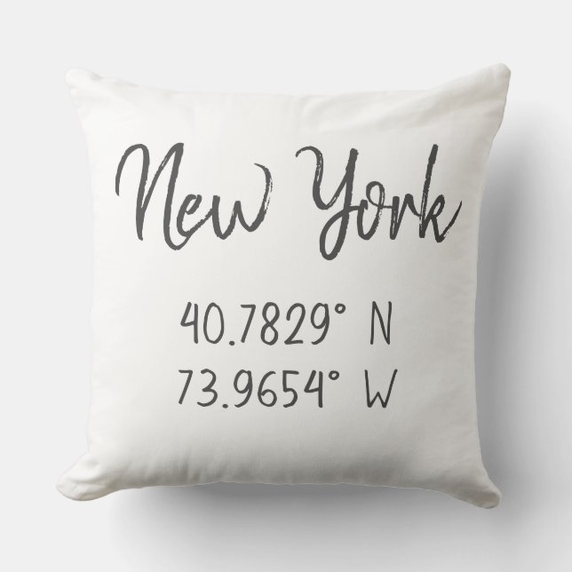 Home GPS Coordinates Longitude Latitude New York Throw Pillow (Front)