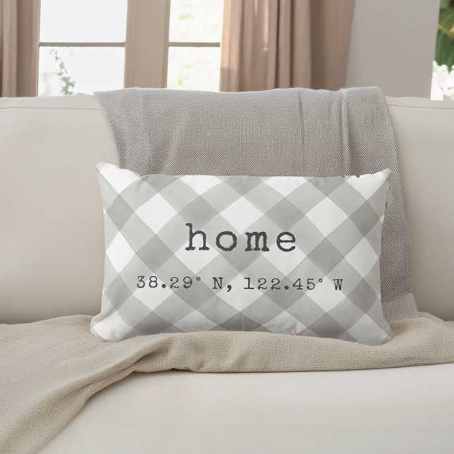 "Home" Grey & White Custom Coordinates Lumbar Pillow (Creator Uploaded)