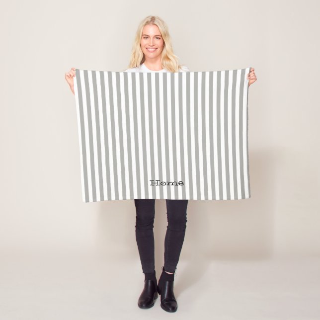 Home Grey White Stripe Fleece Blanket (In Situ)