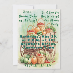 Home-Grown Baby Shower Invitation with Farm Wagon