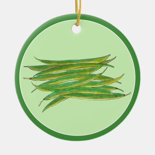 Home Grown Green Beans Vegetables Canned By  Ceramic Ornament (Front)