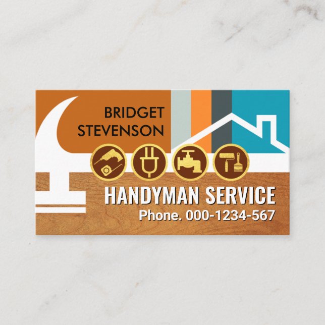 Home Hammer Vertical Tools Line Business Card (Front)